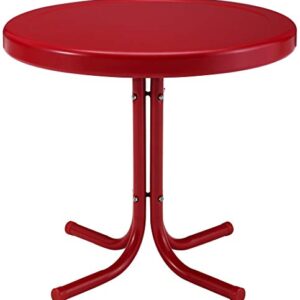 Crosley Furniture CO1011A-RG Griffith Retro Metal Outdoor Side Table, Red
