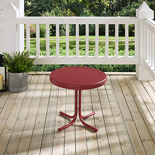 Crosley Furniture CO1011A-RG Griffith Retro Metal Outdoor Side Table, Red
