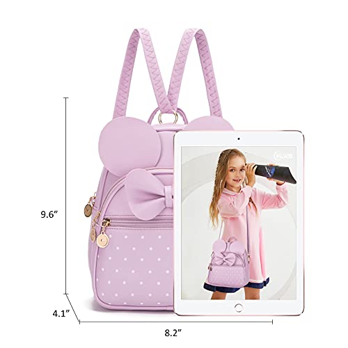 KL928 Girls Mini Backpack Bowknot Polka Dot Cute Small Daypacks Convertible Shoulder Bag Purse for Women