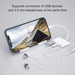 USB 3 Camera Adapter,3 in 1 USB Female OTG Adapter with Charging and 3.5mm Headphone Audio Jack Splitter for iPhone/iPad,Support USB Flash Drive,MIDI Keyboard