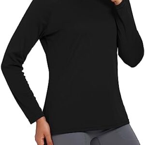 BALEAF Women's Workout Tops Long Sleeve Running Shirts Quick Dry Moisture Wicking Athletic T-Shirts for Exercise Gym Sports Yoga Black Size L