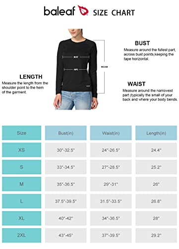 BALEAF Women's Workout Tops Long Sleeve Running Shirts Quick Dry Moisture Wicking Athletic T-Shirts for Exercise Gym Sports Yoga Black Size L