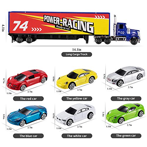 TEMI Diecast Racing Cars Toy Set w/Activity Play Mat, Truck Carrier, Alloy Metal Race Model Car & Assorted Vehicle Play Set for Kids, Boys & Girls