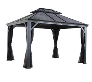 sojag outdoor 10' x 14' mykonos double roof hardtop gazebo outdoor sun shelter