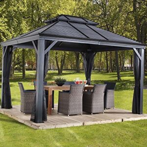 Sojag Outdoor 10' x 14' Mykonos Double Roof Hardtop Gazebo Outdoor Sun Shelter