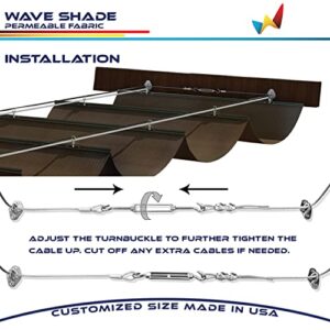 Windscreen4less 7' x 12' Retractable Shade Cover Replacement Canopy Sliding Wave Shade Sail for Pergola Awning Patio Deck Yard Porch Gazebo Brown