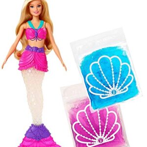 Barbie Dreamtopia Slime Mermaid Doll with 2 Slime Packets, Removable Tail and Tiara, Makes a Great Gift for 3 to 7 Year Olds, multi color (GKT75)