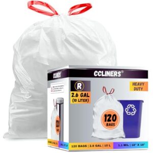 small trash bags ccliners 2.6 gallon 1.1 mil code r garbage bags 120 drawstring bathroom trash bags mini wastebasket trash can liners for home office bins, 120 bags