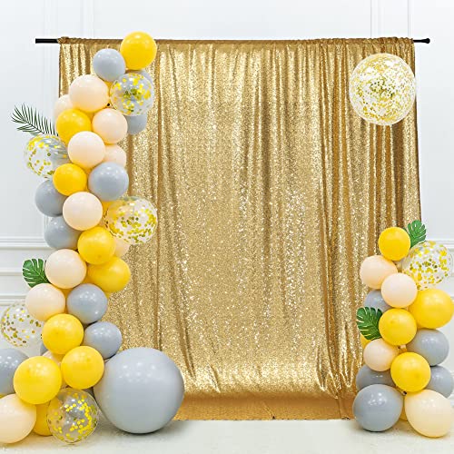 Eternal Beauty Gold Sequin Wedding Backdrop Photography Background Party Curtain, 5Ft X 7Ft