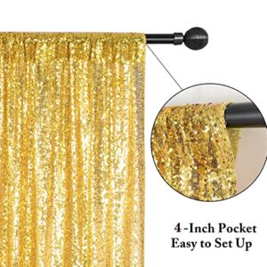 Eternal Beauty Gold Sequin Wedding Backdrop Photography Background Party Curtain, 5Ft X 7Ft