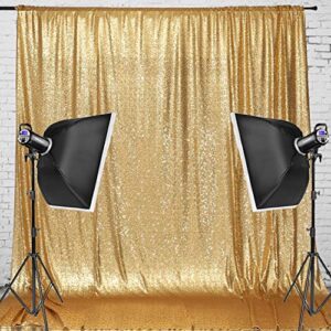 Eternal Beauty Gold Sequin Wedding Backdrop Photography Background Party Curtain, 5Ft X 7Ft