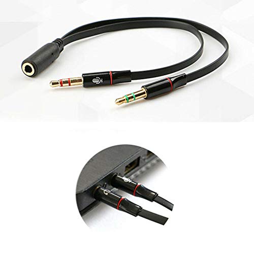 Headphone Splitter for Computer 3.5mm Female to 2 Dual 3.5mm Male Headphone Mic Audio Y Splitter Cable Smartphone Headset to PC Adapter
