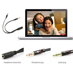 Headphone Splitter for Computer 3.5mm Female to 2 Dual 3.5mm Male Headphone Mic Audio Y Splitter Cable Smartphone Headset to PC Adapter