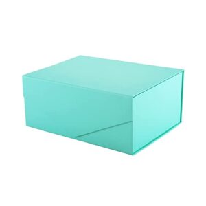packhome gift box 9x6.5x3.8 inches, bridesmaid box, rectangle collapsible box with magnetic lid for gift packaging (matte turquoise, grain texture)