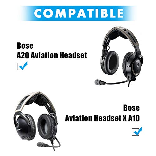 A20 Headset Replacement Ear Pads Ear Cushions Kit Compatible with Bose Aviation Headset X A10 A20 Headphone Ear Cups Ear Cover Earpads Repair Parts Memory Foam Earpads(Black)