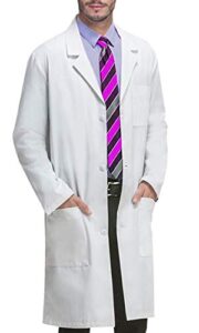 vogrye professional lab coat for men women long sleeve, white, unisex xxs