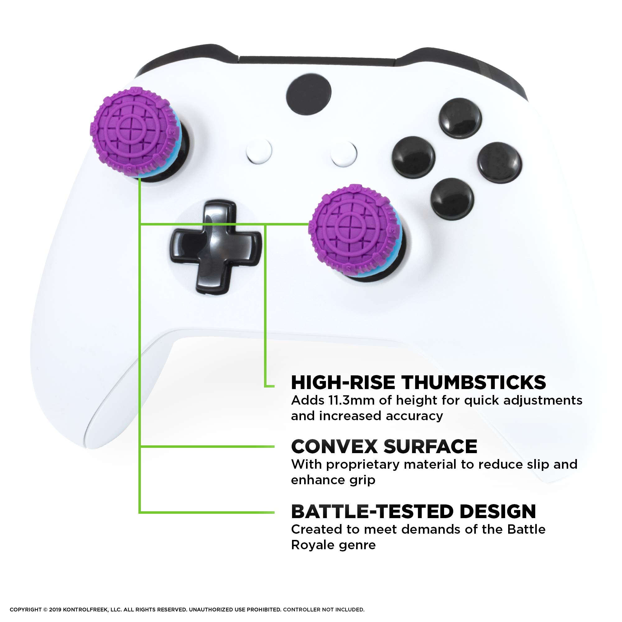 KontrolFreek FPS Freek Battle Royale for Xbox One and Xbox Series X Controller | Performance Thumbsticks | 2 High-Rise Convex (Domed) | Purple