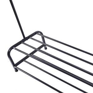 JURMERRY Clothes Rack Metal Garment Racks Pipe Hanging Heavy Duty with Top Rod and Lower Storage Shelf 2-Tier Shelves,(Black)