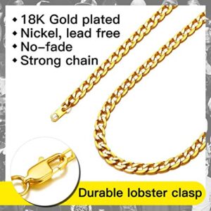 Men's Gold Curb Chain Stainless Steel 18" Inches Solid 6mm Miami Cuban Link Chain Choker Necklace