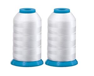 set of 2 huge white spools bobbin thread for embroidery machine and sewing machine - 5500 yards each - polyester -embroidex 90 weight