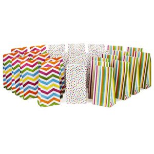 hallmark spring pastel party favor and wrapped treat bags, assorted designs (30 ct., 10 each of chevron, dots, stripes) for baby showers, birthdays, easter, mothers day, care packages, may day