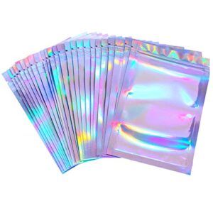 100 pieces storage bags holographic packaging bags storage bag for food storage (holographic color, 3 x 4 inches)