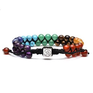 Top Plaza Bead Chakra Bracelet 7 Chakras Healing Crystals Bracelet Yoga Stone Beads Bracelets Meditation Relax Anxiety Bangle for Womens Mens