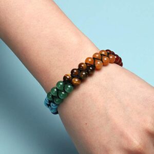 Top Plaza Bead Chakra Bracelet 7 Chakras Healing Crystals Bracelet Yoga Stone Beads Bracelets Meditation Relax Anxiety Bangle for Womens Mens