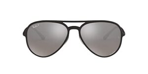 ray-ban rb4320ch chromance aviator sunglasses, matte black/polarized grey mirrored silver, 58 mm