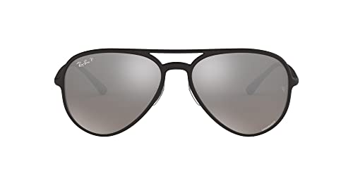 Ray-Ban Rb4320ch Chromance Aviator Sunglasses, Matte Black/Polarized Grey Mirrored Silver, 58 mm