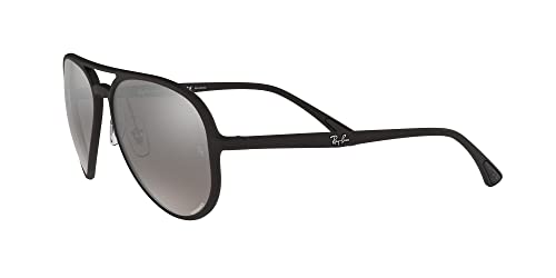 Ray-Ban Rb4320ch Chromance Aviator Sunglasses, Matte Black/Polarized Grey Mirrored Silver, 58 mm