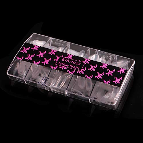 Clear Fake Full Cover Nails - Square Shaped Acrylic Nails BTArtbox 500pcs False Nail Tips with Case for Nail Salons and DIY Nail Art, 10 Sizes