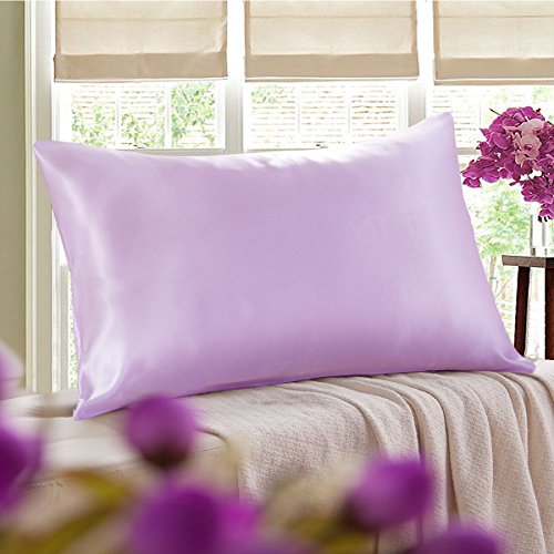 Tim & Tina 100% Pure Mulberry Luxury Silk Satin Pillowcase,Good for Skin and Hair (Toddler/Travel(14"*19"), Light Purple)