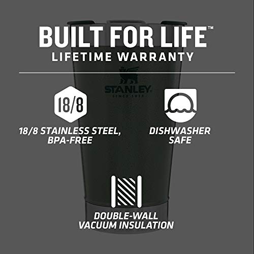 Stanley Classic Stay Chill Vacuum Insulated Pint Tumbler, 16oz Stainless Steel Beer Mug with Built-in Bottle Opener, Double Wall Rugged Metal Drinking Glass, Dishwasher Safe Insulated Cup