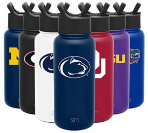 simple modern officially licensed collegiate penn state nittany lions water bottle with straw lid | vacuum insulated stainless steel 32oz thermos | summit collection | the pennsylvania state u