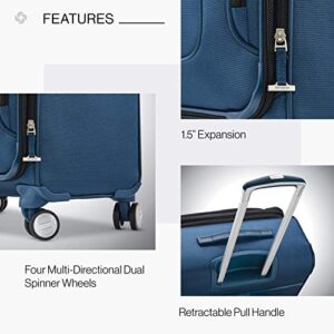 Samsonite Solyte DLX Softside Expandable Luggage with Spinner Wheels, Mediterranean Blue, Checked-Medium 25-Inch