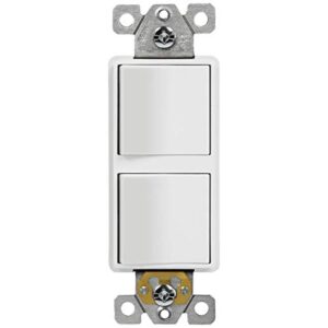 enerlites double paddle rocker decorator switch, clamp-type back insert wiring, copper wires only, single pole, residential/commercial grade, 15a 120-277vac, 62834-w-n, white (new model)