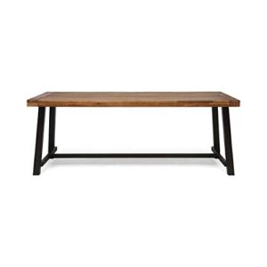 great deal furniture beau outdoor eight seater wooden dining table, teak and rustic metal finish