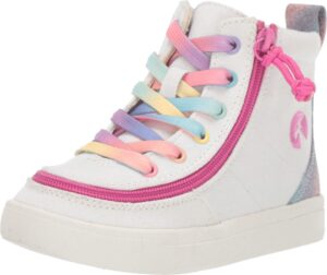 billy footwear kids baby girl's classic lace high (toddler) white rainbow 10 toddler m