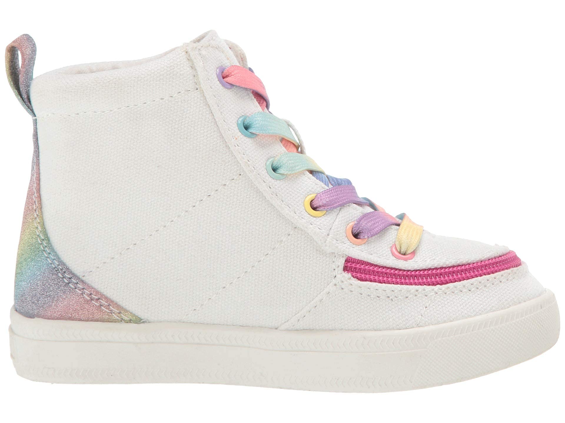 BILLY Footwear Kids Baby Girl's Classic Lace High (Toddler) White Rainbow 10 Toddler M