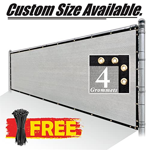 Royal Shade 6' x 50' Grey Fence Privacy Screen Cover Windscreen with Heavy Duty Brass Grommets - Cable Zip Ties Include (WE Make Custom Size)