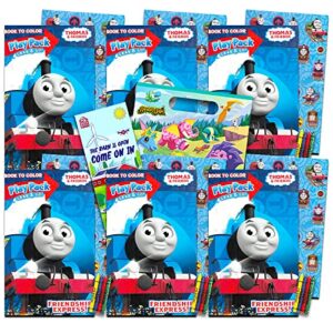 thomas and friends ultimate party favors packs - 6 sets with stickers, coloring books, crayon, loot bags, and door hanger (thomas and friends party supplies)