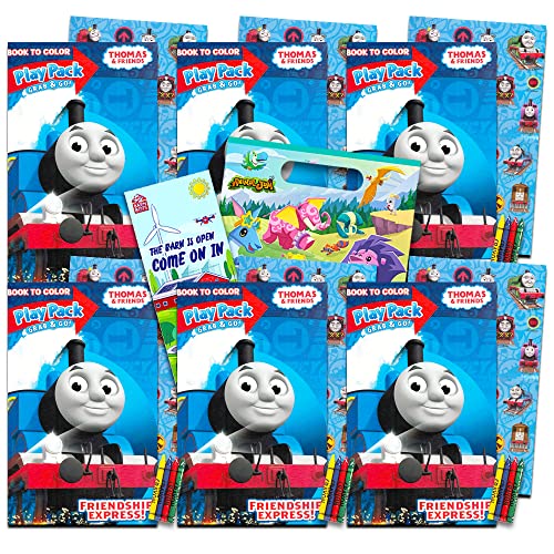 Thomas and Friends Ultimate Party Favors Packs - 6 Sets with Stickers, Coloring Books, Crayon, Loot Bags, and Door Hanger (Thomas and Friends Party Supplies)