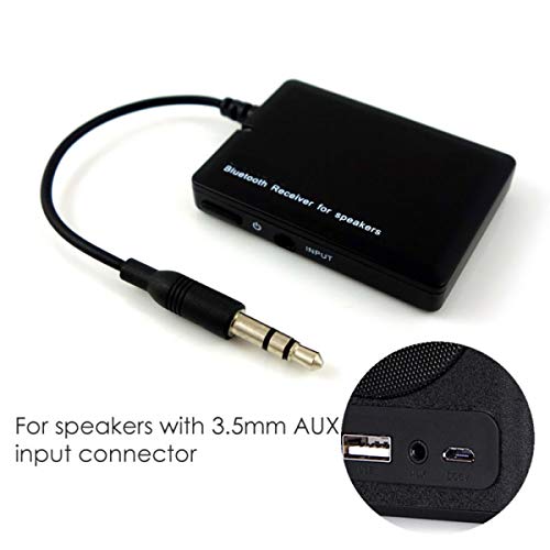 Bluetooth Wireless 3.5mm Audio Receiver DEALPEAK Stereo Music Adapter with USB Charging Cable for Home Audio Car Stereo Speaker, Dual Connection to 2 Devices Simultaneously