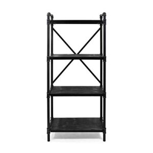christopher knight home astrid industrial iron four shelf bookcase, gray and pewter finish