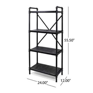 Christopher Knight Home Astrid Industrial Iron Four Shelf Bookcase, Gray and Pewter Finish