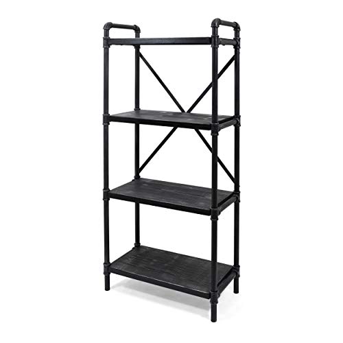 Christopher Knight Home Astrid Industrial Iron Four Shelf Bookcase, Gray and Pewter Finish