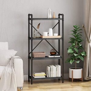 Christopher Knight Home Astrid Industrial Iron Four Shelf Bookcase, Gray and Pewter Finish