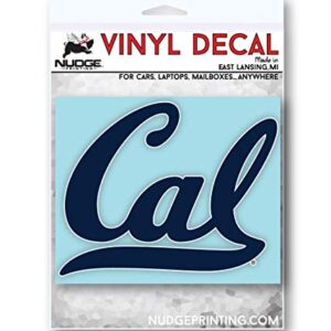 Nudge Nudge Printing University of California Berkeley Sticker Golden Bears Blue Cal Script Cursive Logo Car Decal Heavy-Duty Officially Licensed NCAA Vinyl for Bumpers, Window, Laptops, or Coolers