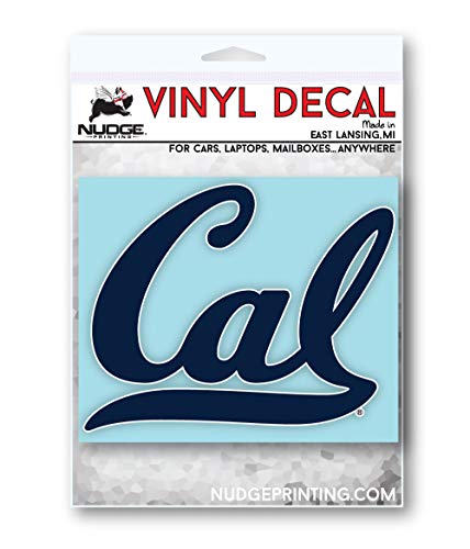 Nudge Nudge Printing University of California Berkeley Sticker Golden Bears Blue Cal Script Cursive Logo Car Decal Heavy-Duty Officially Licensed NCAA Vinyl for Bumpers, Window, Laptops, or Coolers